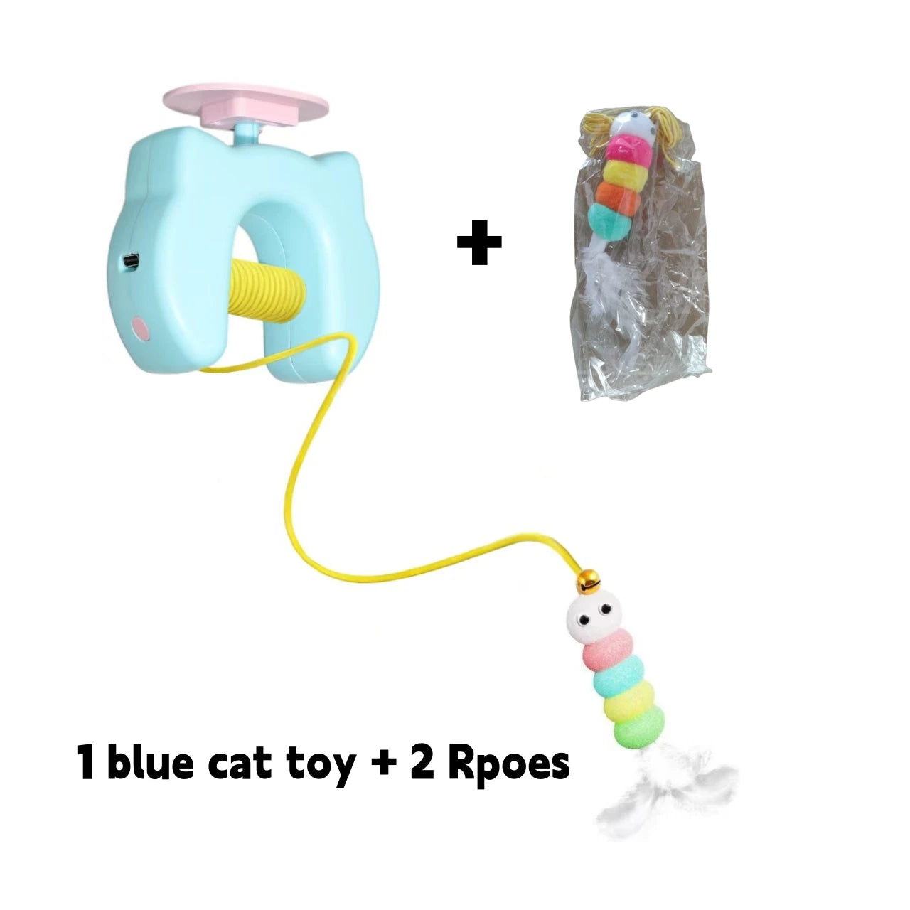 Jouet Électrique pour Chat – 2 Cordes & Plumes, Fixation Porte