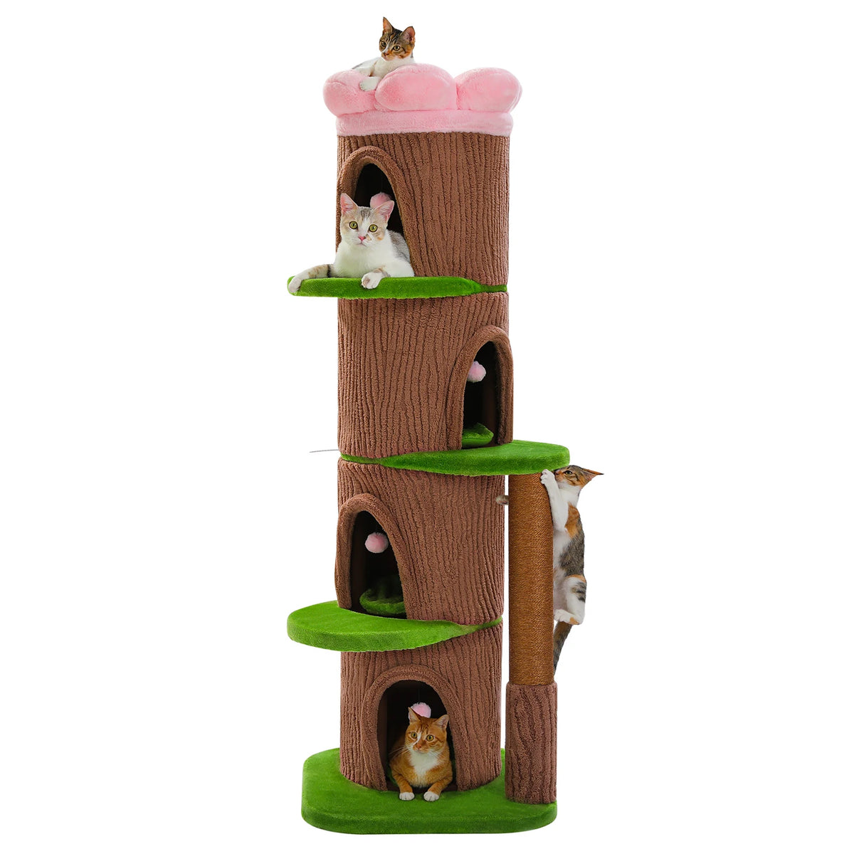 Tour arbre à chat 174 cm avec 4 cachettes et plateformes