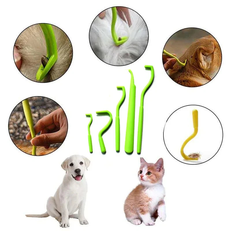 Lot de 3 Crochets Tire-Tiques pour Chien et Chat