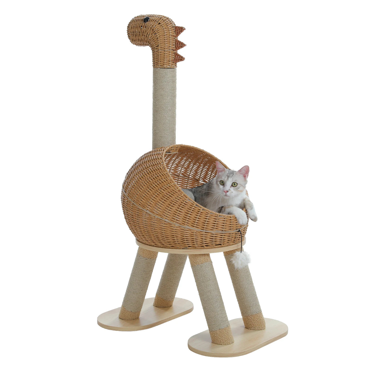 Arbre à Chat Dinosaure en Rotin 🦕