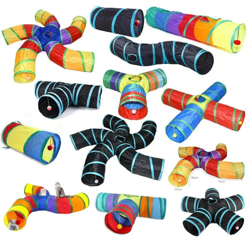 Tunnel Interactif Coloré pour Chat – Cache-cache version féline