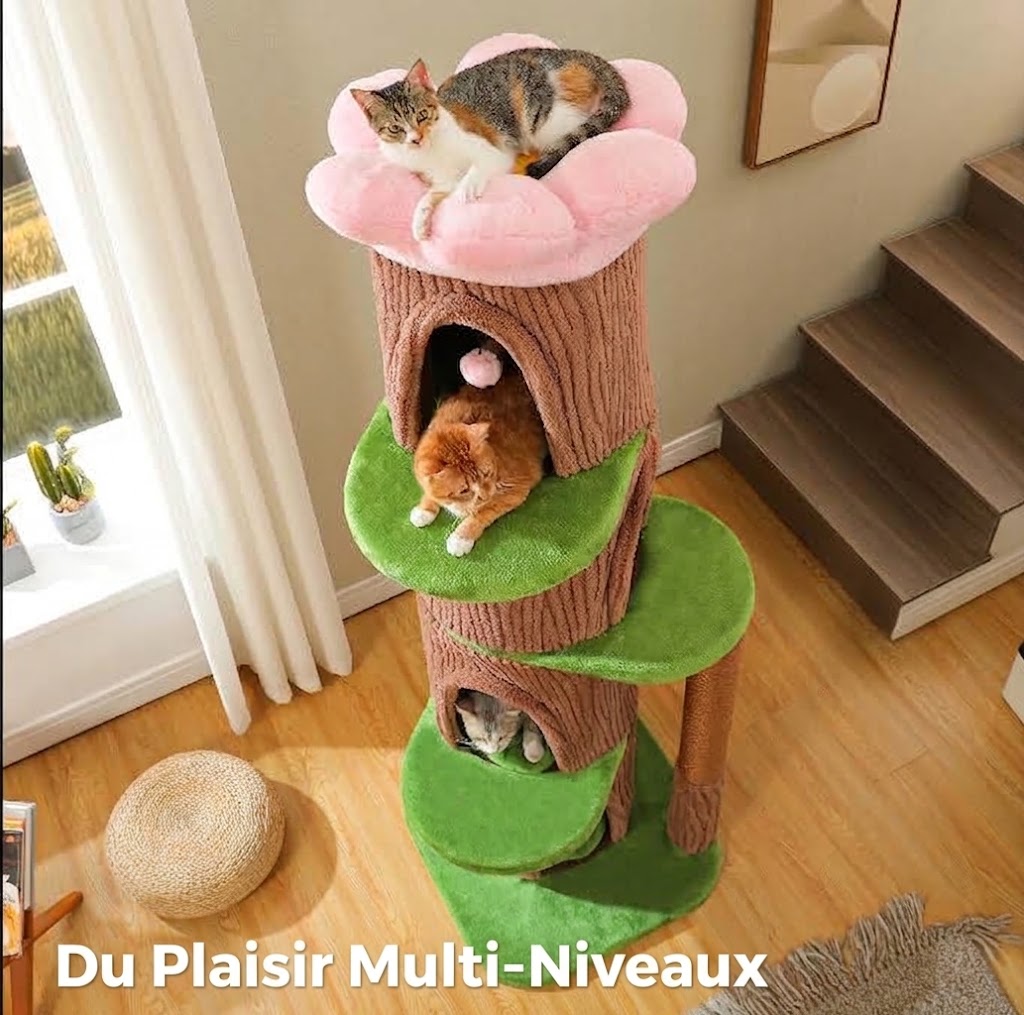 Tour arbre à chat 174 cm avec 4 cachettes et plateformes