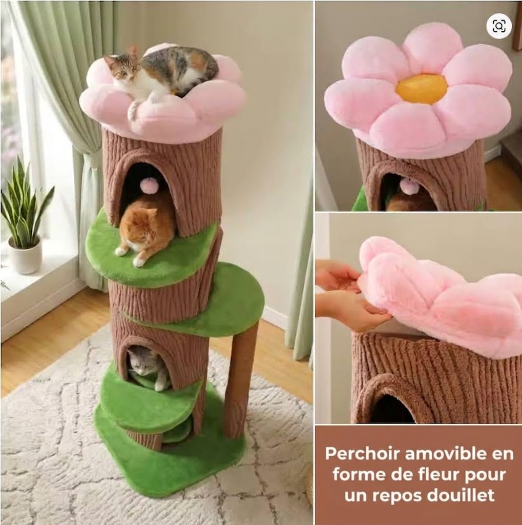 Tour arbre à chat 174 cm avec 4 cachettes et plateformes