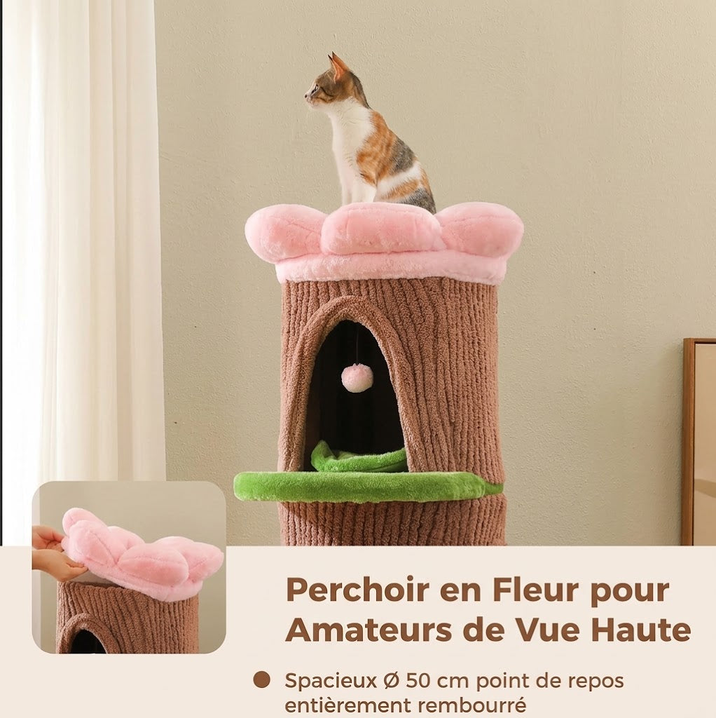Tour arbre à chat 174 cm avec 4 cachettes et plateformes
