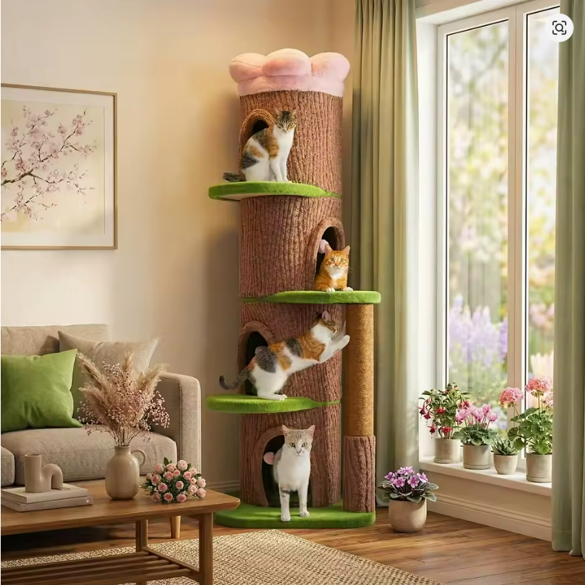 Tour arbre à chat 174 cm avec 4 cachettes et plateformes
