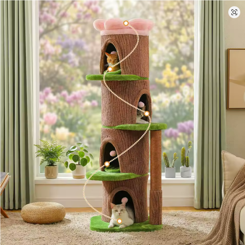 Tour arbre à chat 174 cm avec 4 cachettes et plateformes