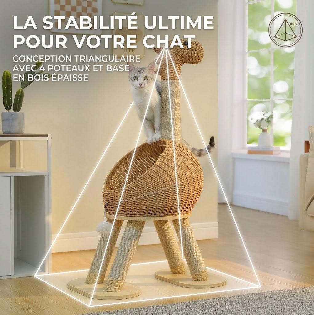 Arbre à Chat Dinosaure en Rotin 🦕