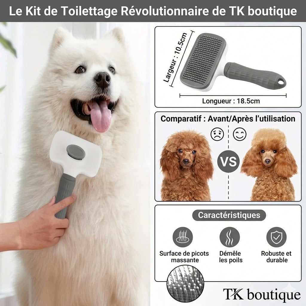 Brosse Auto-Nettoyante pour Chien et Chat – Fini les poils partout