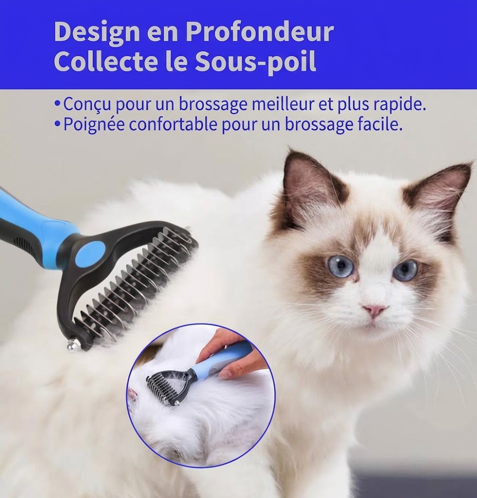 Brosse Démêlante Professionnelle pour Chien et Chat