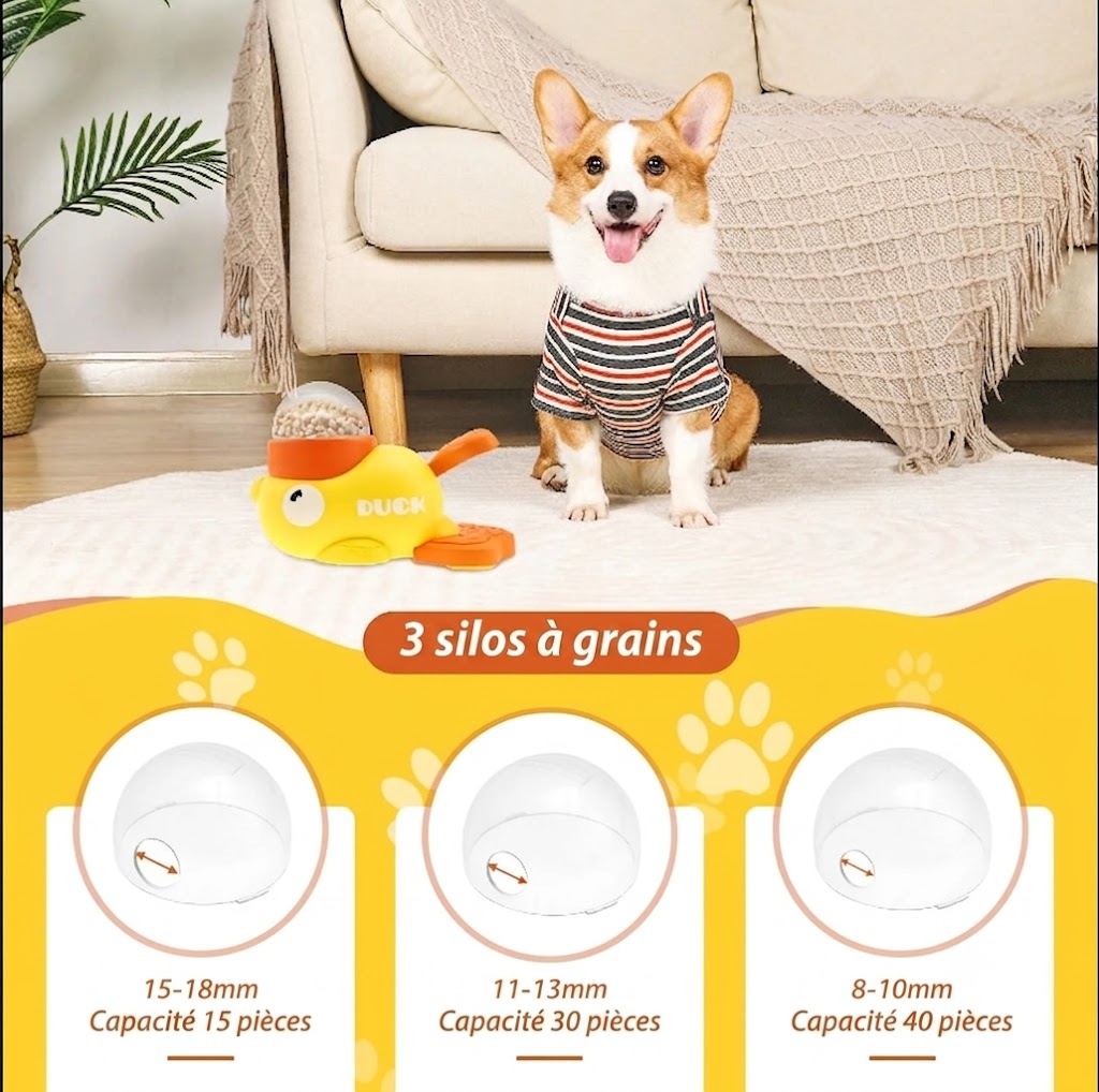 Distributeur de Friandises Canard – Jouet Interactif pour Chien et Chat