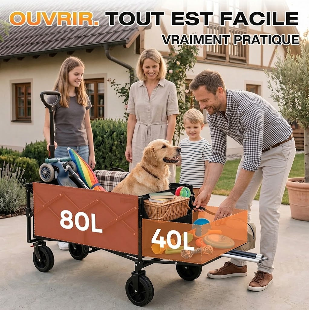 Chariot pliable pour chien – Hayon rabattable et tout-terrain