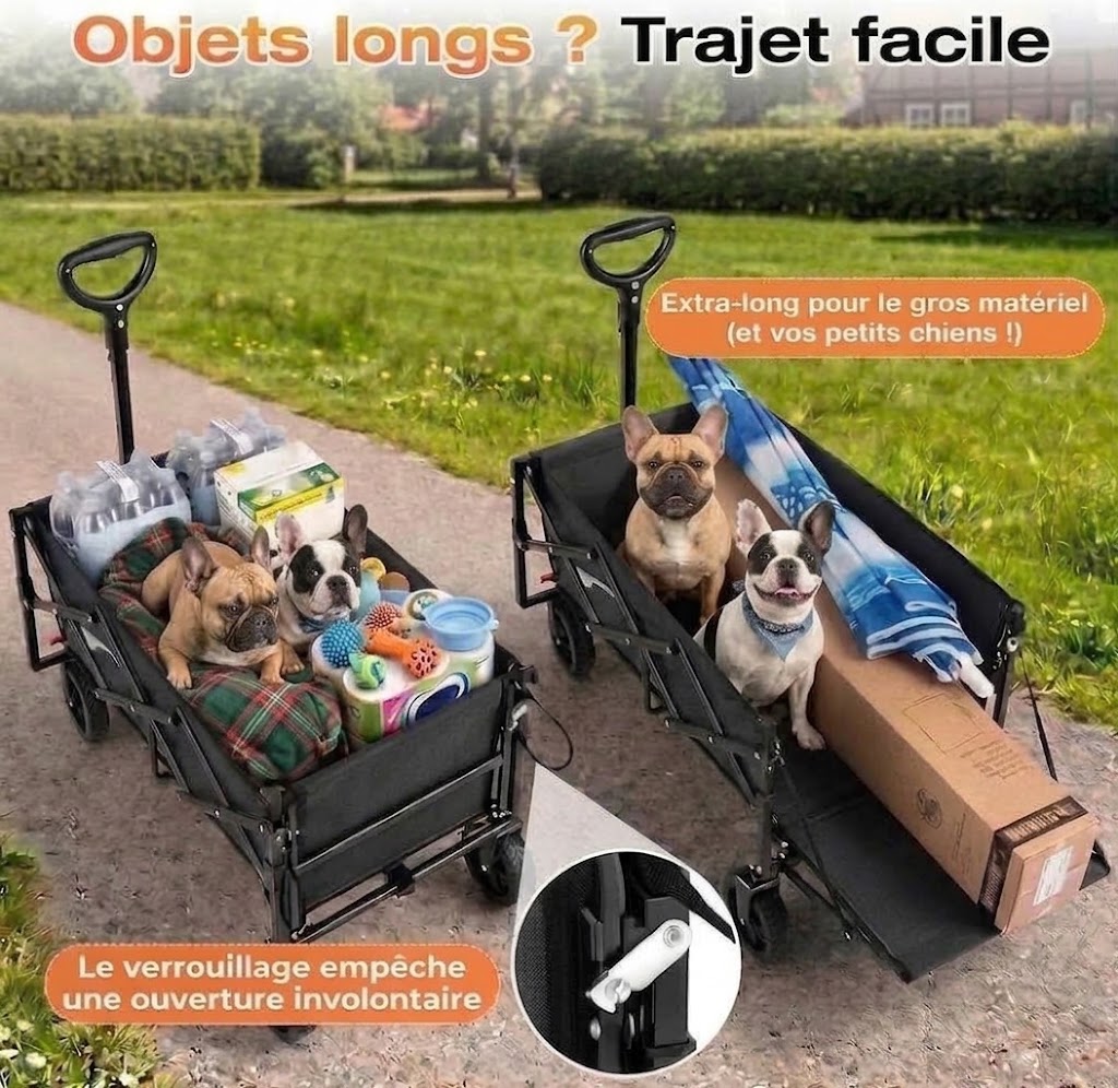 Chariot pliable pour chien – Hayon rabattable et tout-terrain