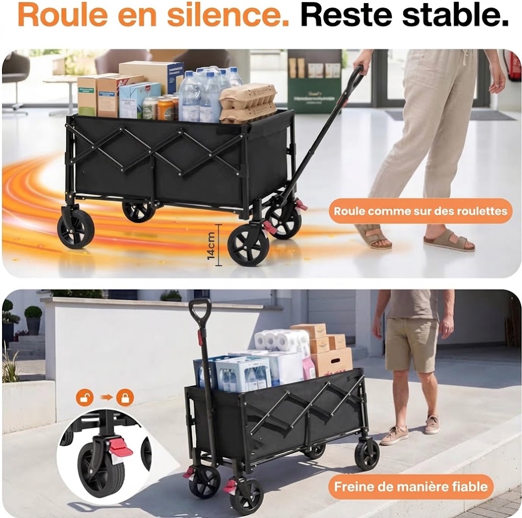 Chariot pliable pour chien – Hayon rabattable et tout-terrain