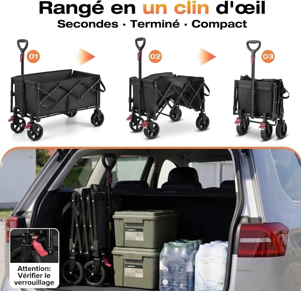 Chariot pliable pour chien – Hayon rabattable et tout-terrain