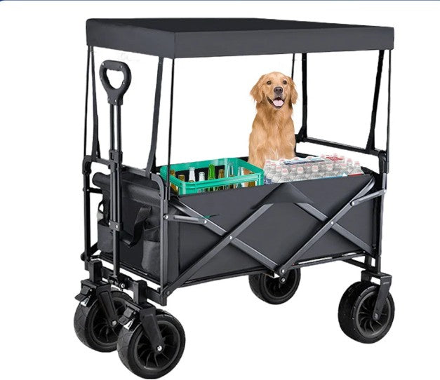 Chariot Balade Pliable pour Chien – Toit Amovible, Tout-Terrain, 200 kg