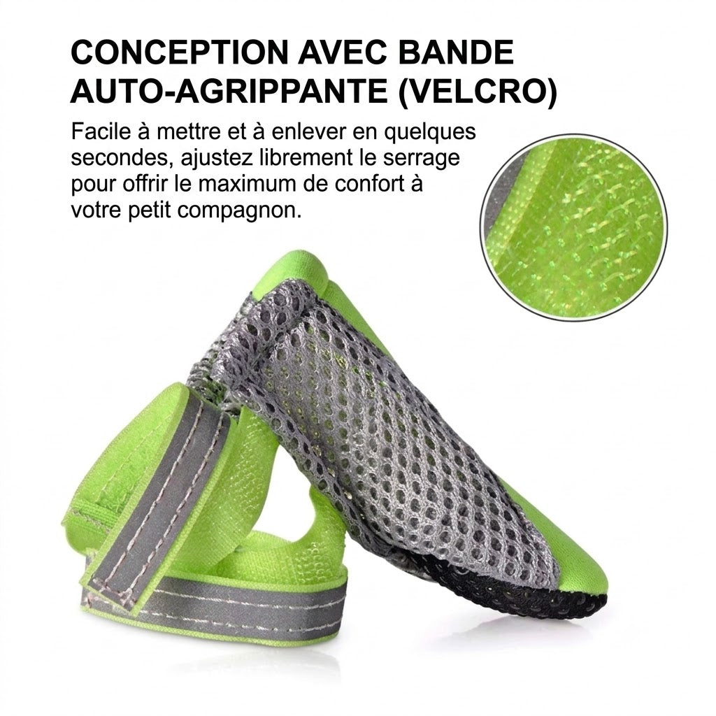 Chaussures d'été pour Chien – Légères, Respirantes & Réfléchissantes | Lot de 4