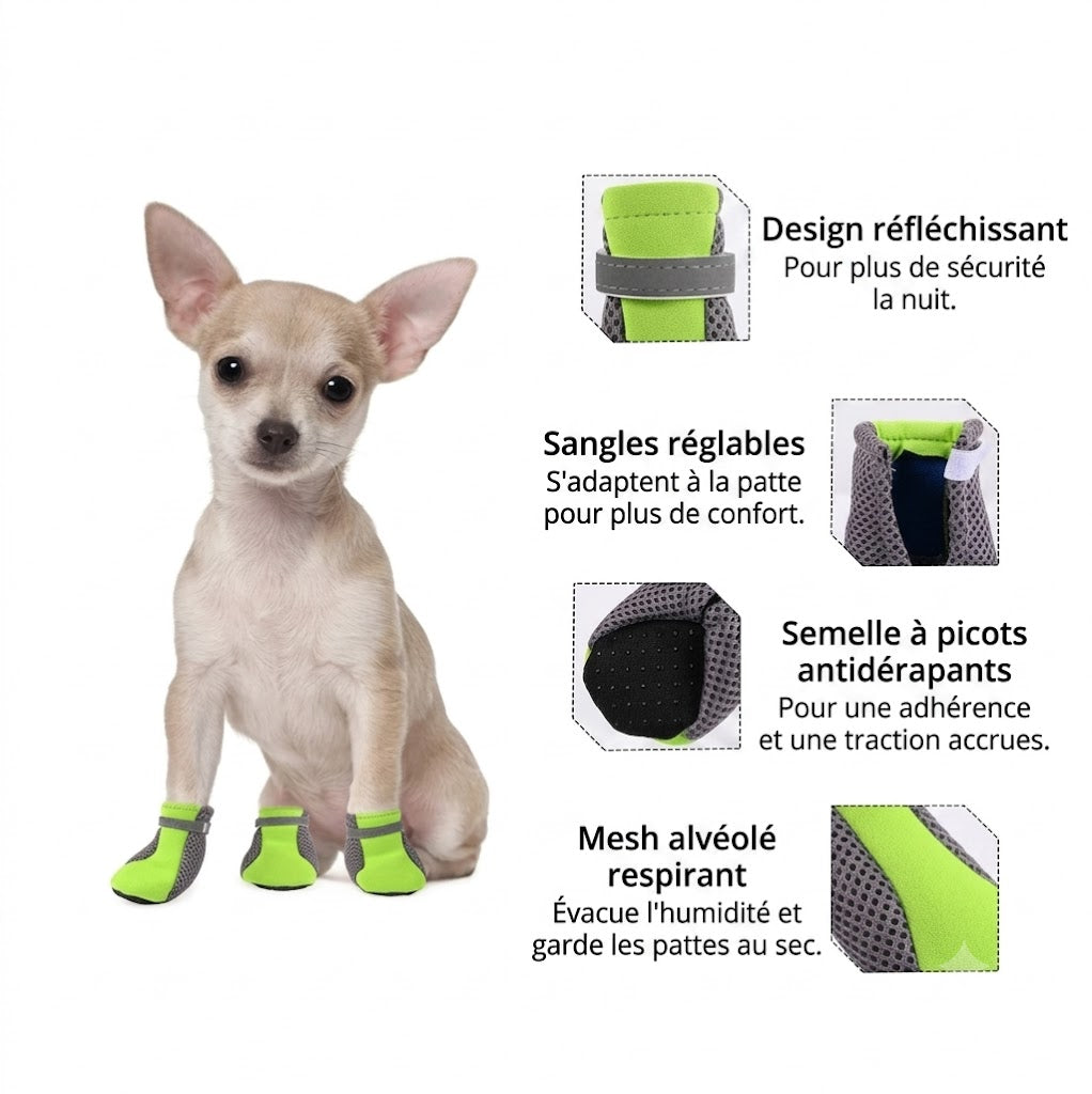 Chaussures d'été pour Chien – Légères, Respirantes & Réfléchissantes | Lot de 4