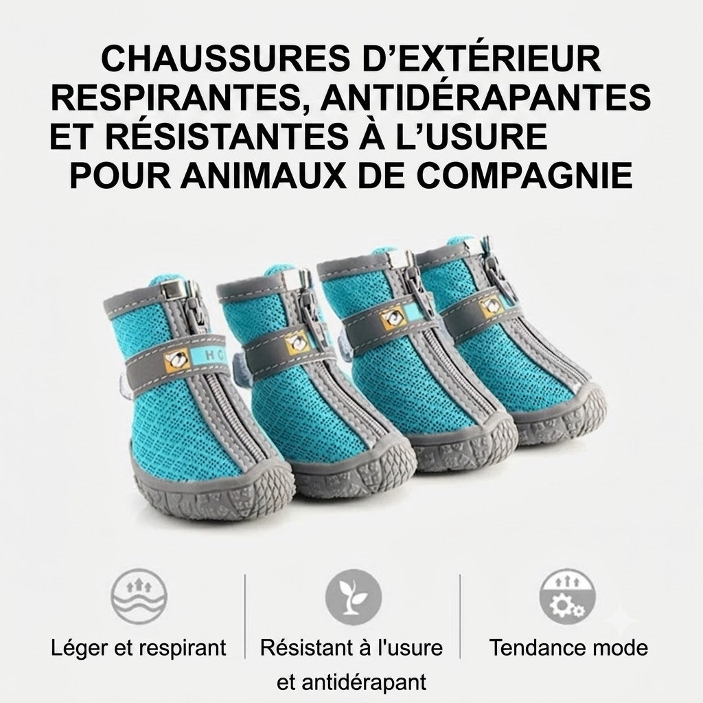 Chaussons Hiver pour Chien – Semelles Antidérapantes Epaisses & Chaudes | Lot de 4