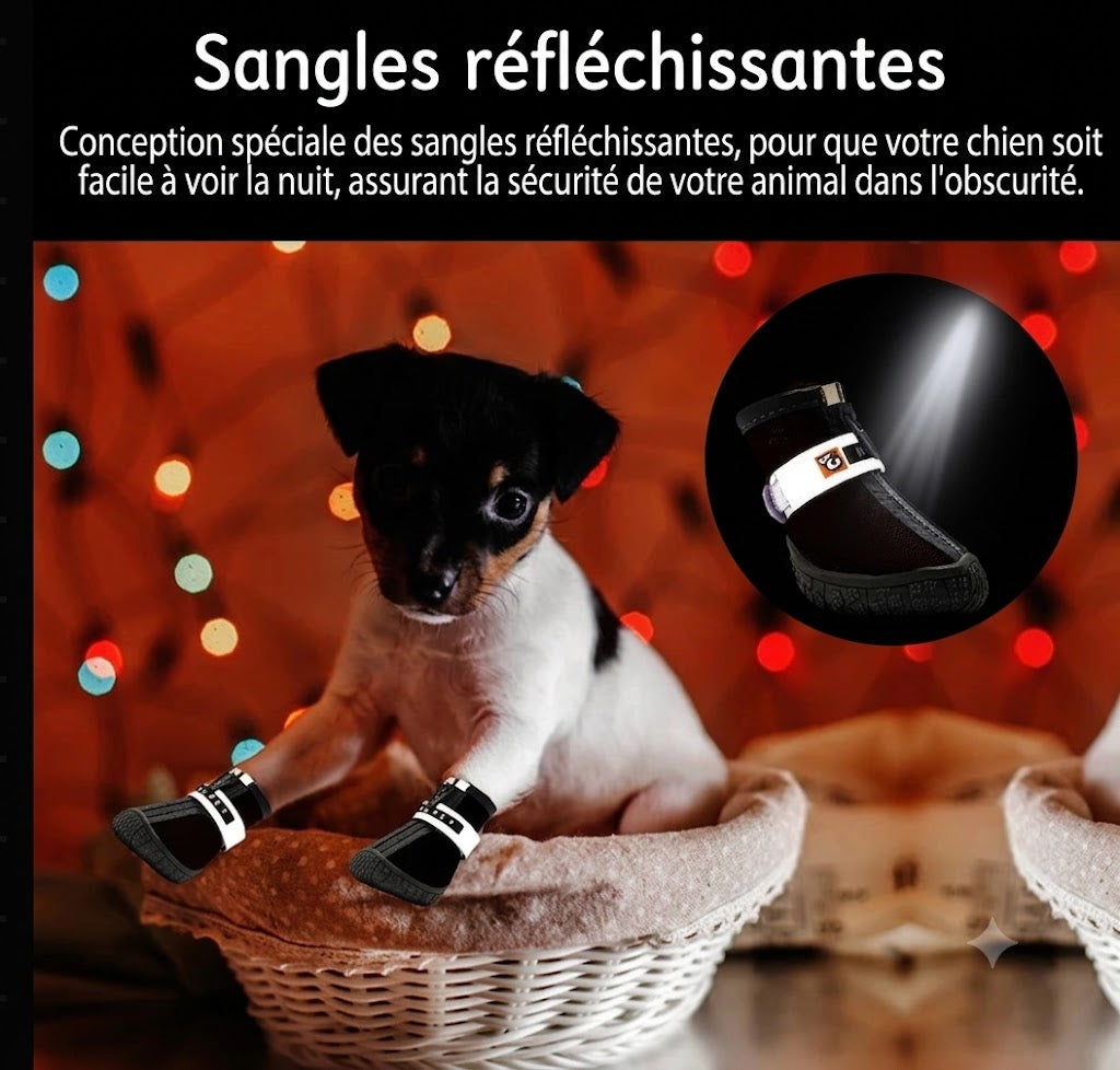 Chaussons Hiver pour Chien – Semelles Antidérapantes Epaisses & Chaudes | Lot de 4