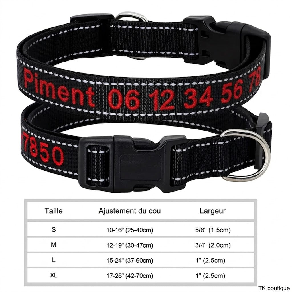 Collier Nylon Brodé Personnalisé pour Chien – Son prénom brodé sur mesure