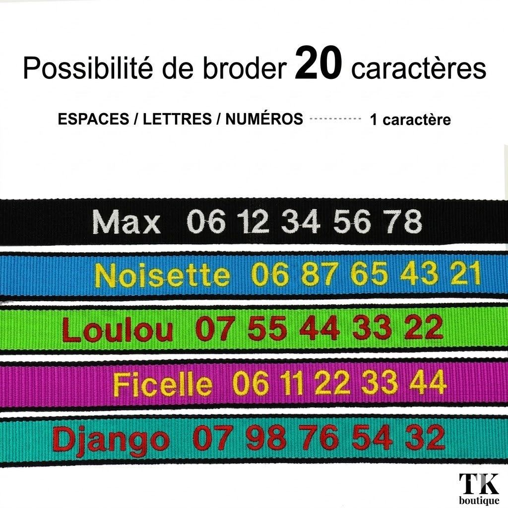 Collier Nylon Brodé Personnalisé pour Chien – Son prénom brodé sur mesure