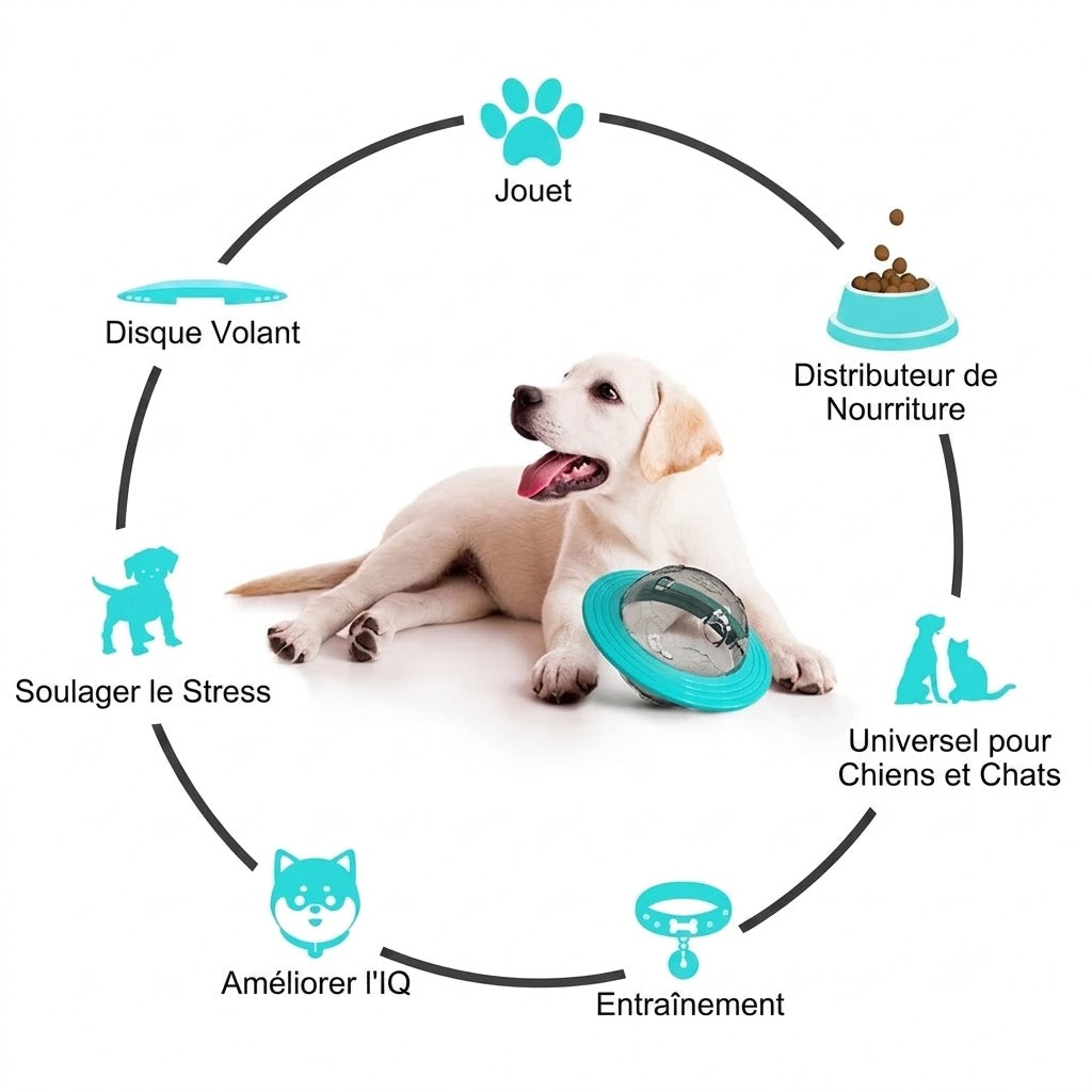 Jouet Distributeur Interactif pour Chien –  Frisbee & Distributeur de Friandises