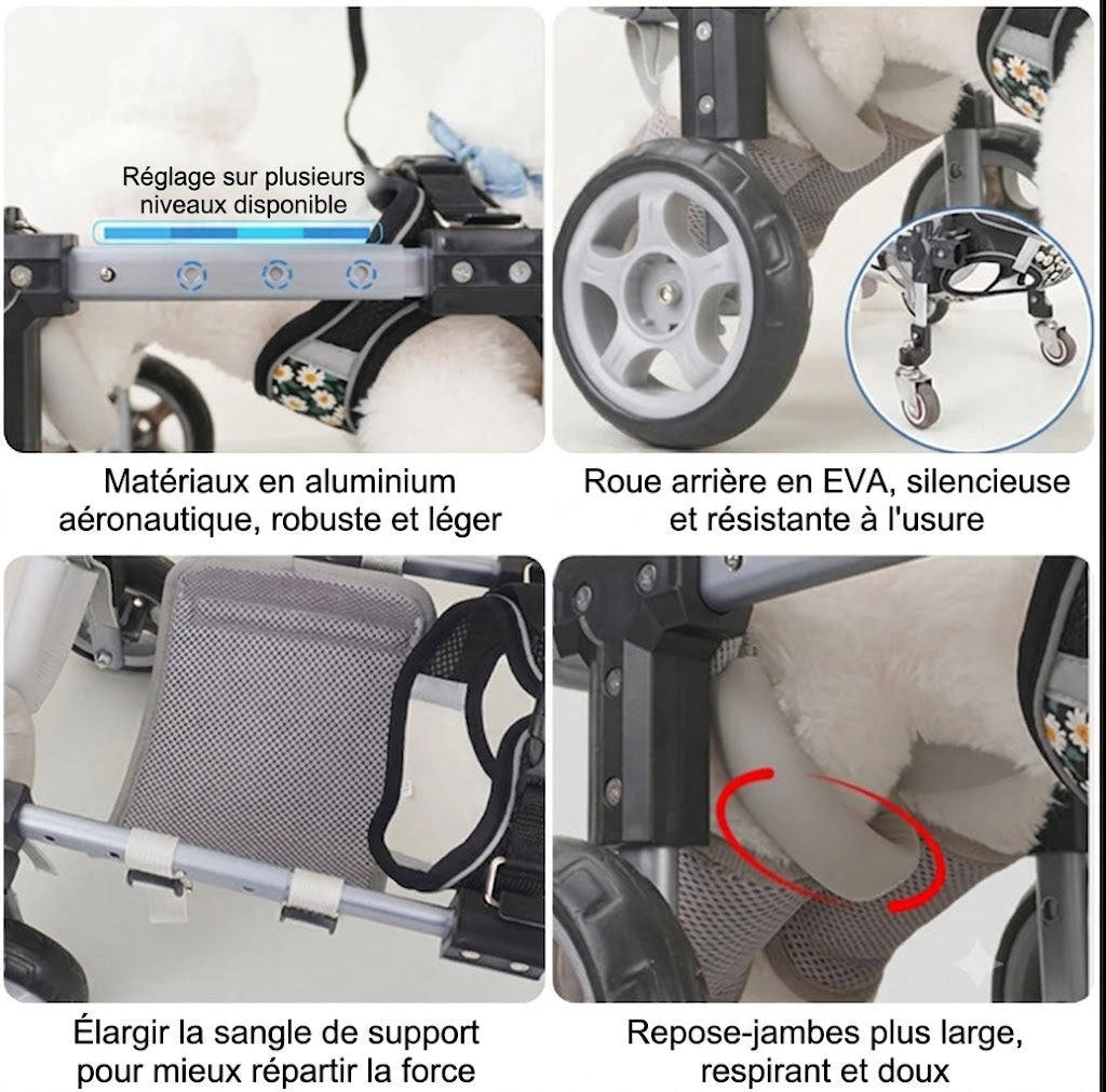 Fauteuil roulant pour pieds arrière, Support auxiliaire arrière, pour animaux de compagnie handicapés, rééducation par paralysie, fauteuil roulant léger pour chien