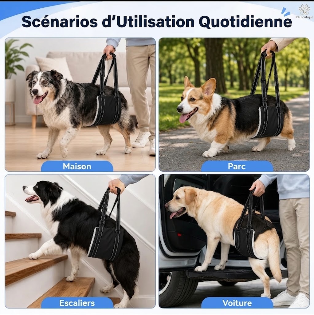 Harnais de Soutien Pattes Arrière – Aide à la Mobilité pour Chien Senior ou Convalescent