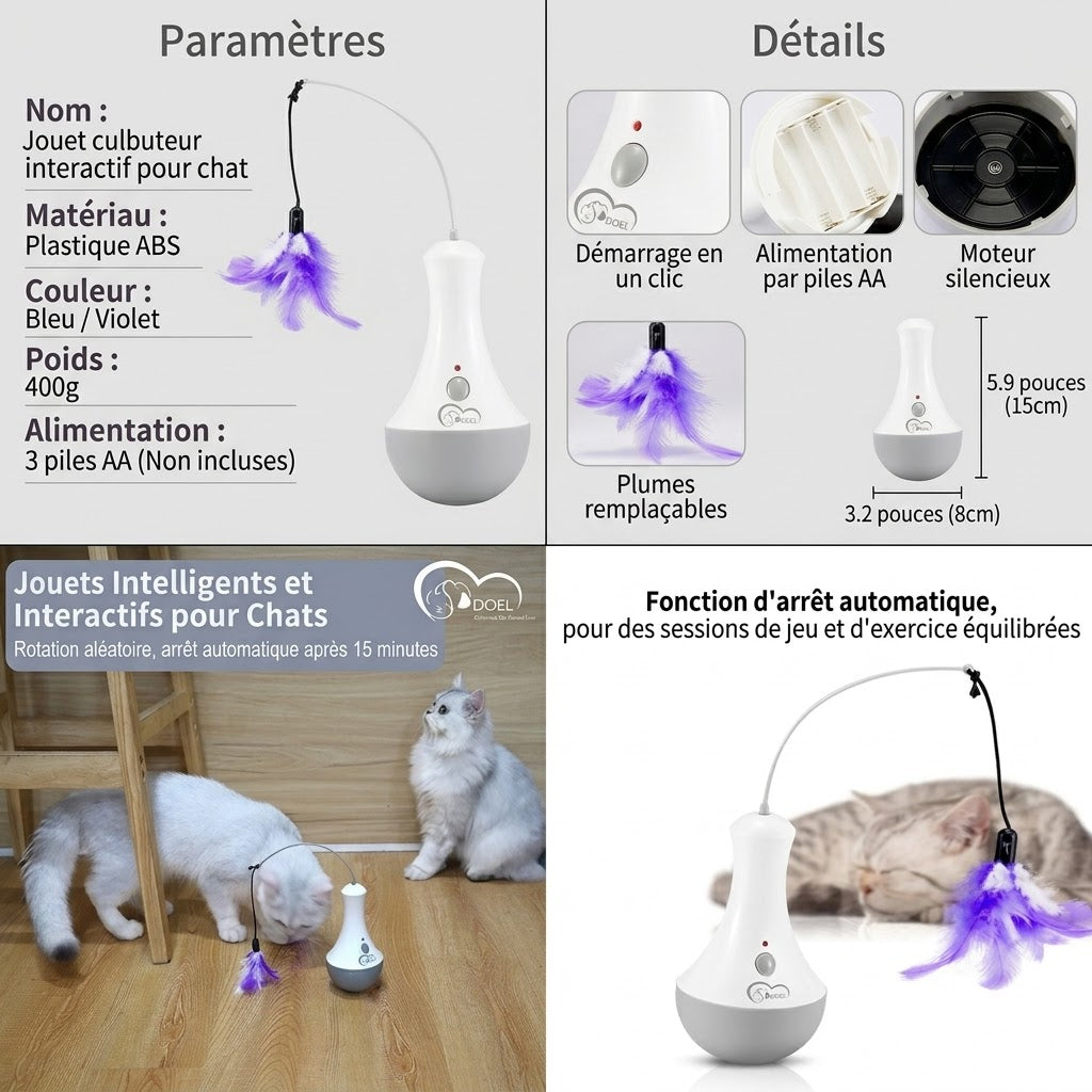 Jouet Interactif à Plumes pour Chat – La chasse sans quitter la maison