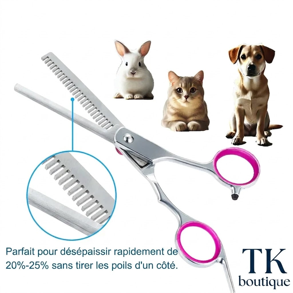 Kit Ciseaux de Toilettage 5 en 1 pour Chien et Chat – Coupe professionnelle à domicile