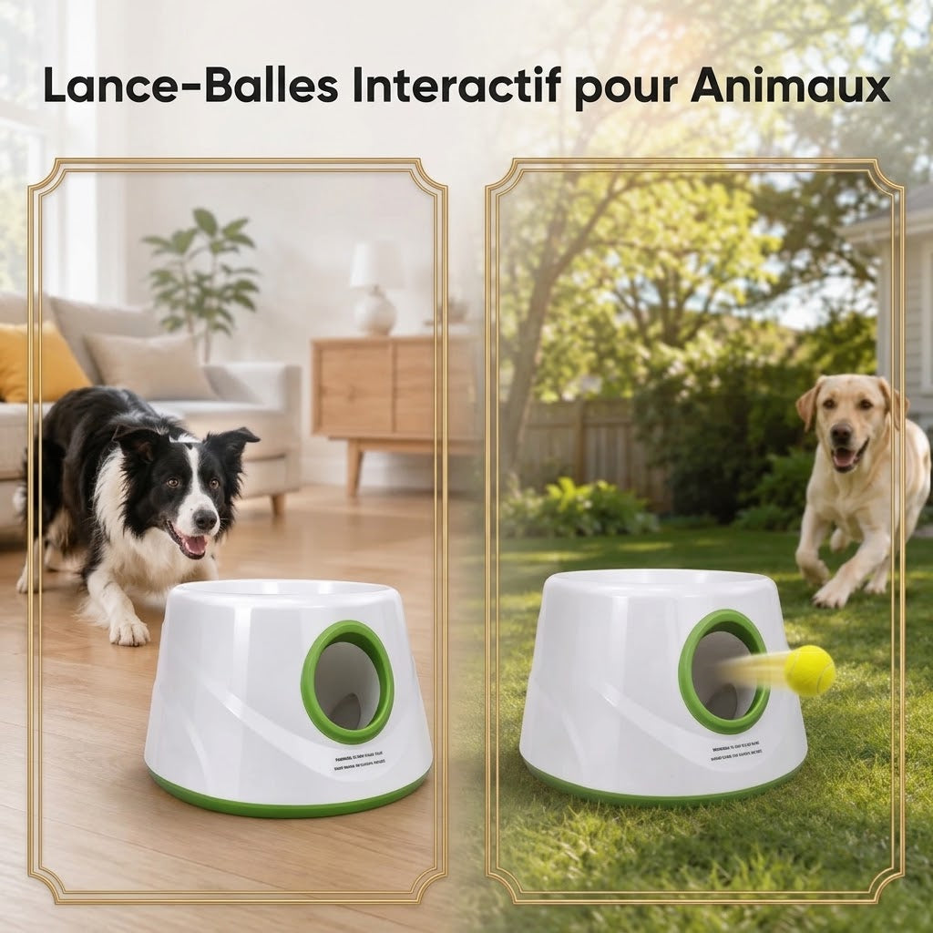 Lanceur Automatique de Balles pour Chien – 3 Distances, Capteur Infrarouge, 3 Balles Incluses
