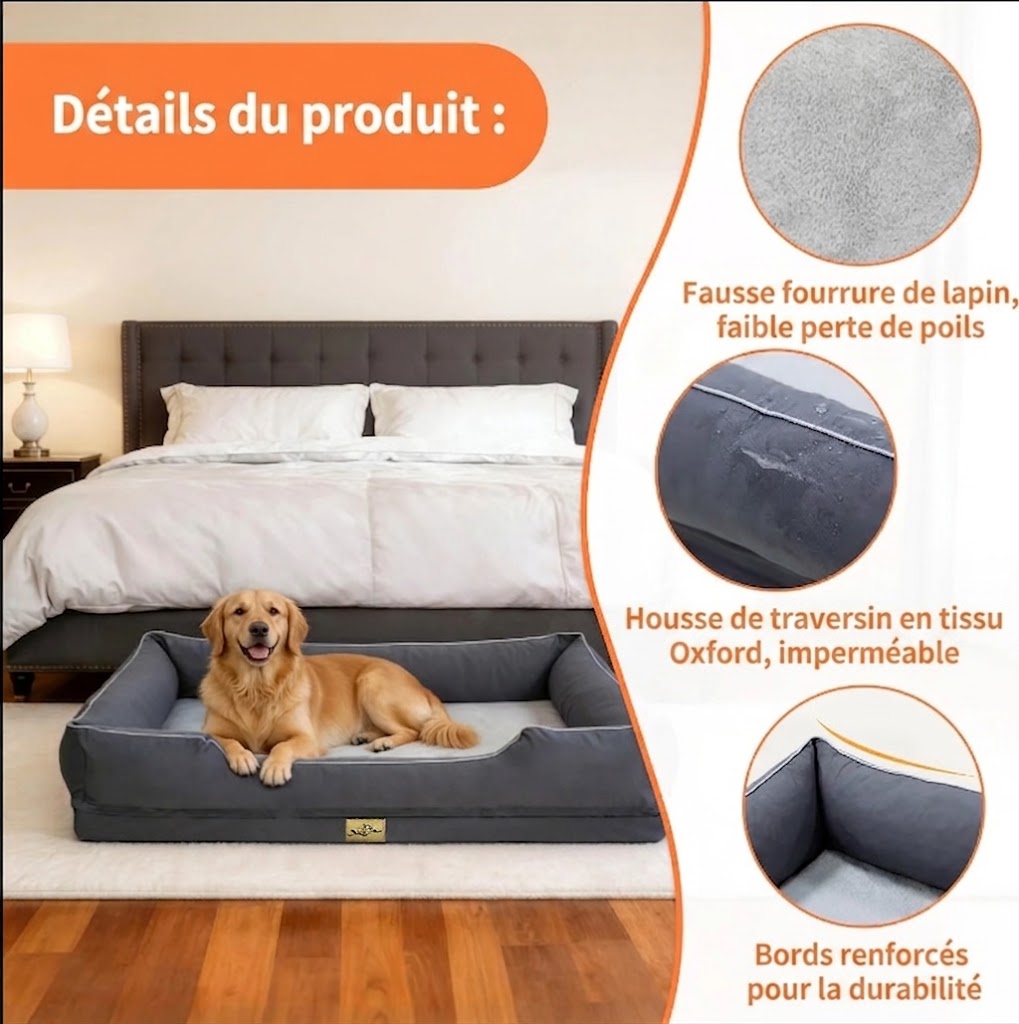 Panier - Lit Orthopédique pour Chien | Tailles M à 3XL