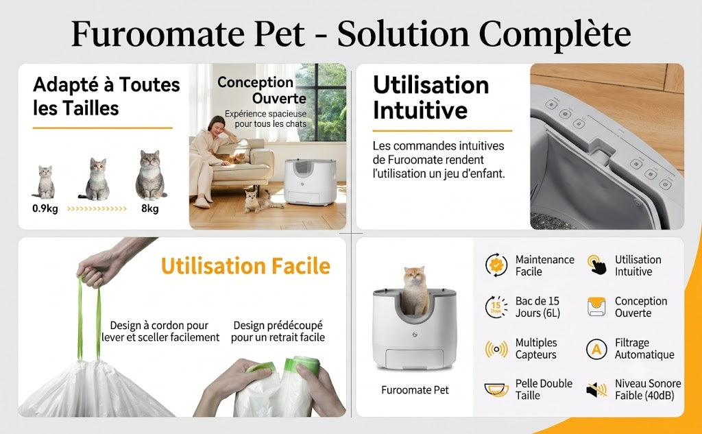 Litière Autonettoyante pour Chat – Ouverte, Idéale Multi-Chats