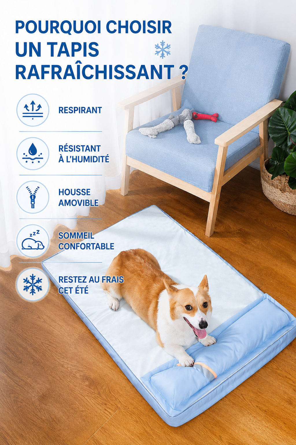 Matelas Rafraîchissant avec Oreiller pour Chien – Confort & Fraîcheur Garantis