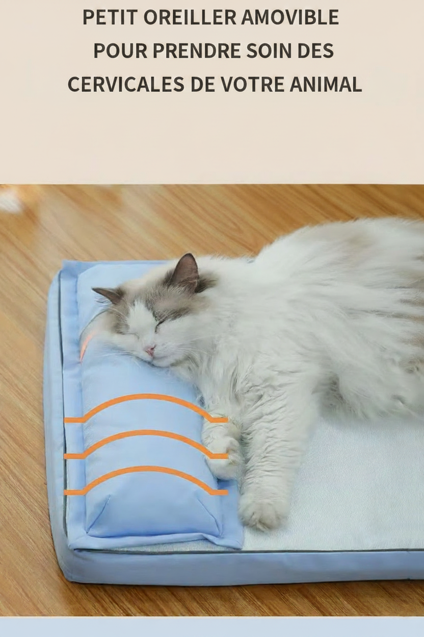Matelas Rafraîchissant avec Oreiller pour Chien – Confort & Fraîcheur Garantis