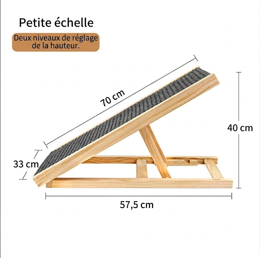 Rampe pour Chien & Chat – Réglable, Pliable, Antidérapante | Bois Massif