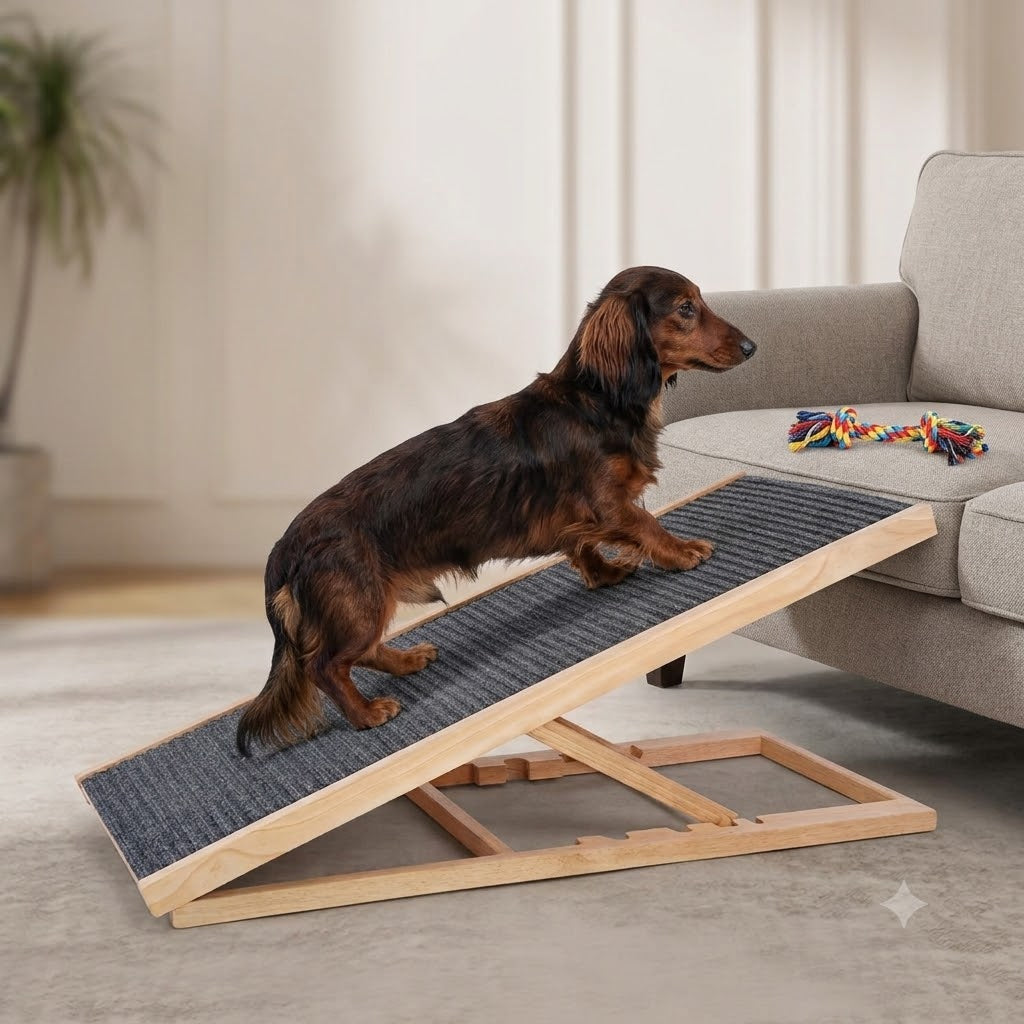 Rampe pour Chien & Chat – Réglable, Pliable, Antidérapante | Bois Massif