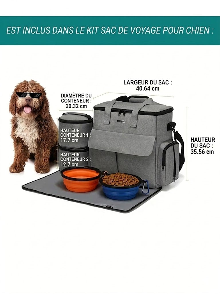 Sac de Voyage pour Chien – Kit Complet 6 Pièces