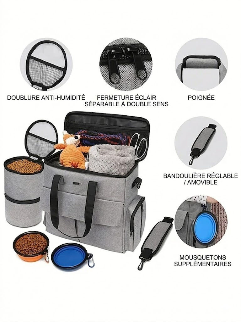 Sac de Voyage pour Chien – Kit Complet 6 Pièces