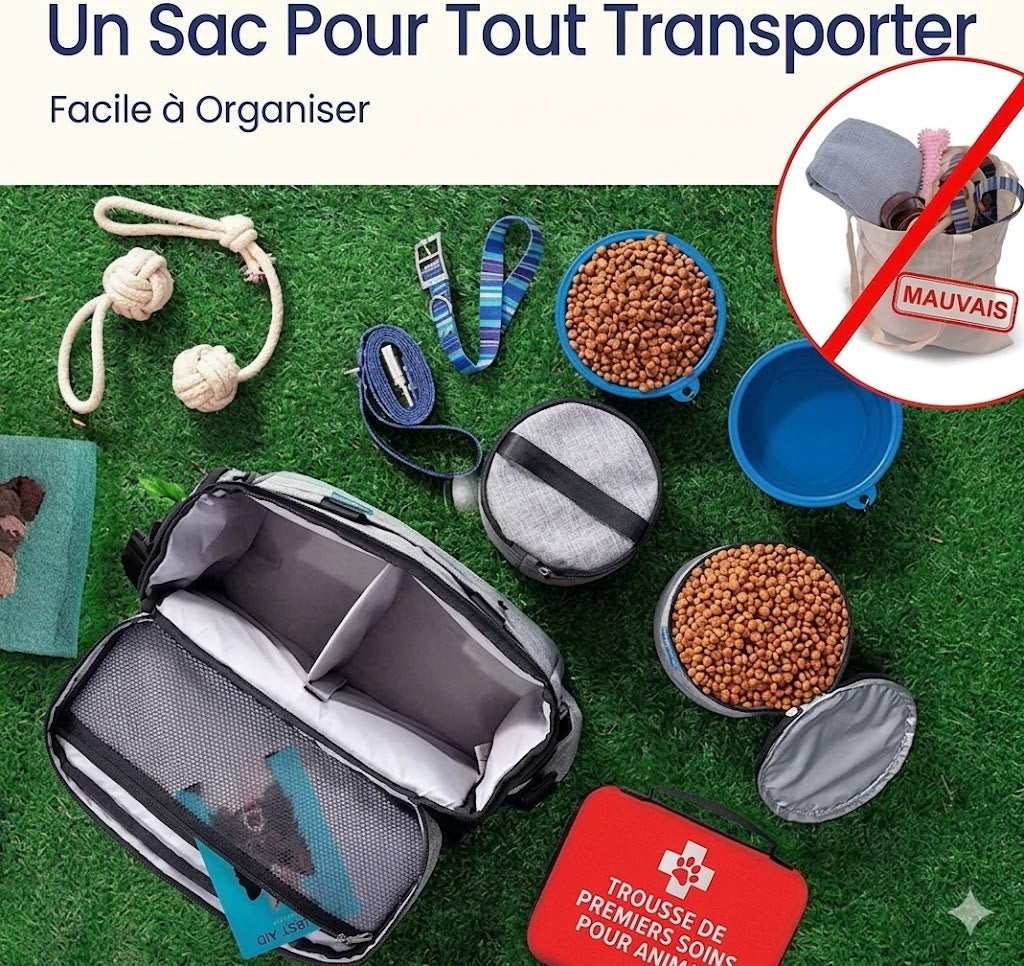 Sac de Voyage pour Chien – Kit Complet 6 Pièces