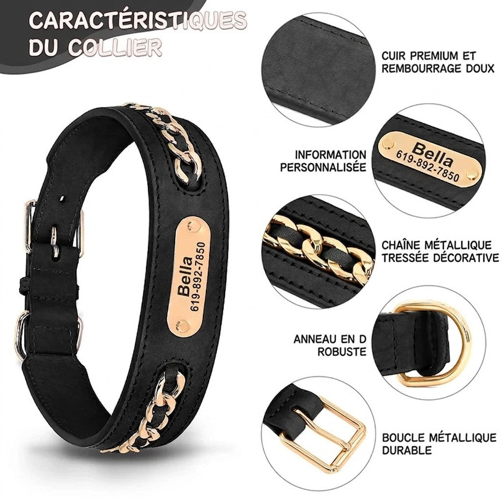 Collier en Cuir Personnalisé pour Chien – Élégant et unique